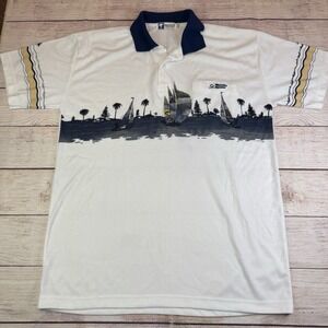 Vintage St. Maarten Sailboat White Polo Shirt L Paradise Collection 90s‎